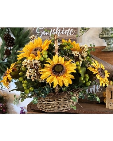 SILK SUNFLOWER BASKET Flower Arrangement