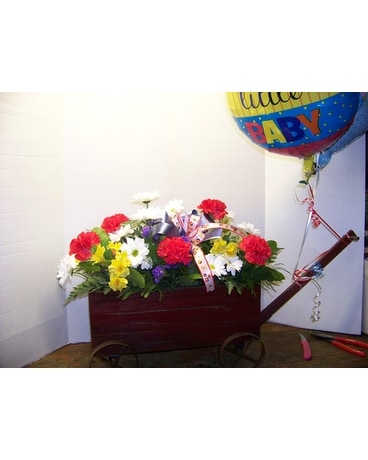 LITTLE RED WAGON Flower Arrangement