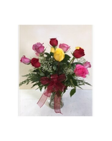Colorful Dozen Roses