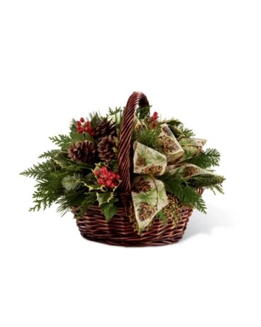 Christmas Cozy Basket Flower Arrangement