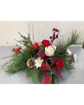 Cardinal Christmas Flower Arrangement