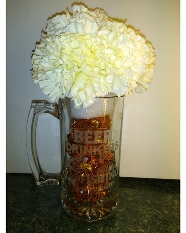 Fishing Problem  26.5 Oz Beer Mug Flower Arrangement