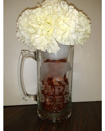 Papa Bear 26.5 Oz Beer Mug Flower Arrangement