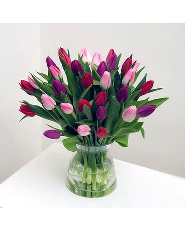 Mixed Color Tulip Bouquet Flower Arrangement
