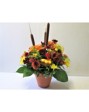 Clay Pot Centerpiece (HS-815) Flower Arrangement