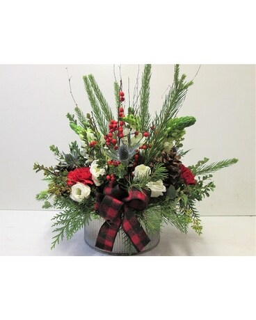 Winter Elegance Tin (HS-824) Flower Arrangement