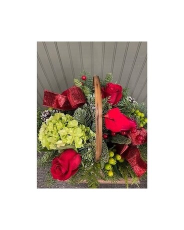 RED CARDINAL BASKET Flower Arrangement