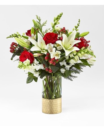 Suzann's Golden Holiday Flower Arrangement