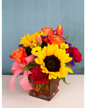 Suzann's Autumn Cube Flower Arrangement