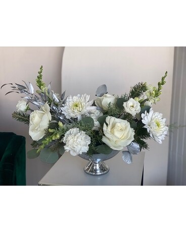 Silver & White Centerpiece Flower Arrangement