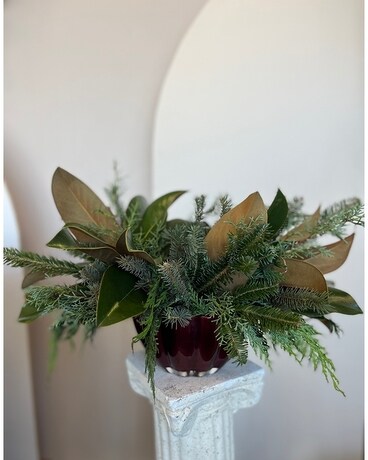 Winter Magnolia Centerpiece Flower Arrangement