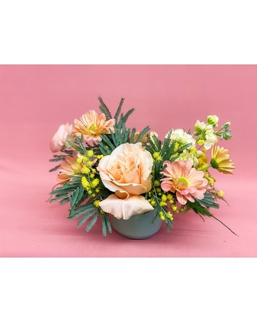 Yellow + Peach Flower Arrangement