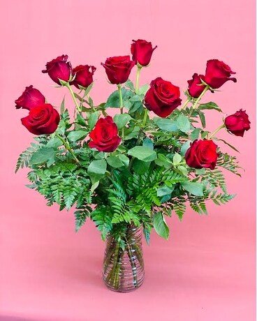 Dozen Red Roses Flower Arrangement