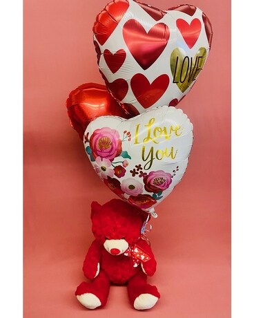 Bear With Balloons Flower Arrangement