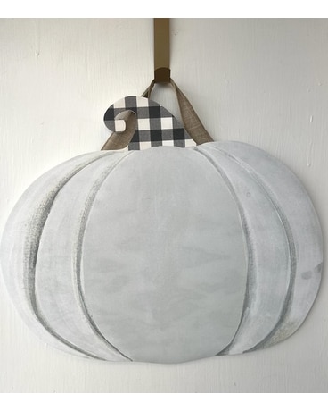 Hanging White Pumpkin size,  inches height and  inches wide.