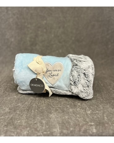 Blue Blanket size,  inches height and  inches wide.