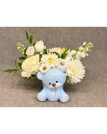 Blue Bear size,  inches height and  inches wide.