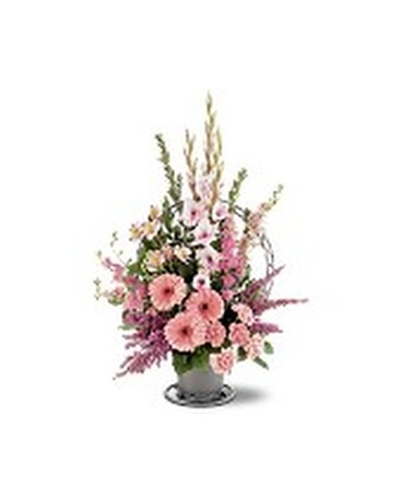 Hopeful Pink Basket Flower Arrangement