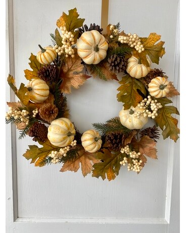 Oak Leaf & White Pumpkin Wreath Wreath