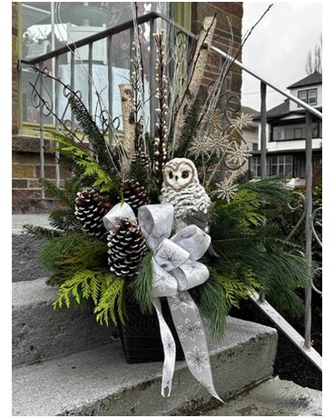 Snow Owl Flower Arrangement