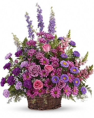 Gracious Lavender Basket Funeral Arrangement