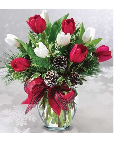 Holiday Tulips Flower Arrangement