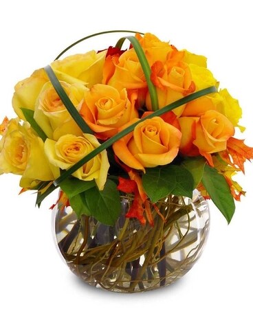 Festive Fall Roses Flower Arrangement
