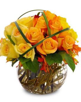 Festive Fall Roses Flower Arrangement