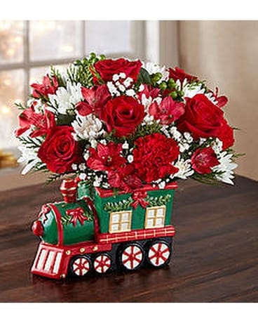 Holiday Train Flower Arrangement