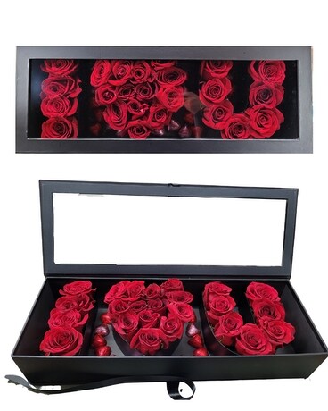 I Love You Box Flower Arrangement
