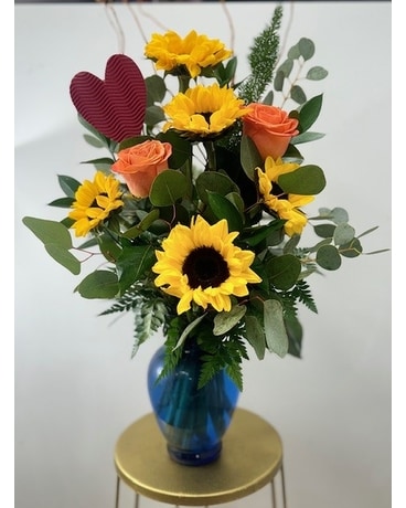 Sunshine and Roses Flower Arrangement