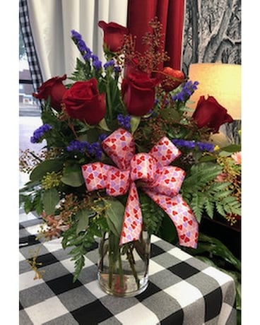 Half Dozen Red Roses Flower Arrangement
