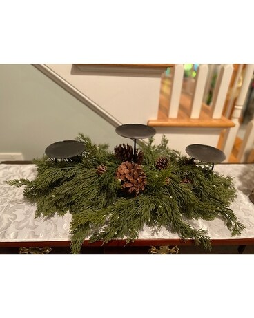 Juniper/Pinecone Candle Centerpiece-Silk Gifts
