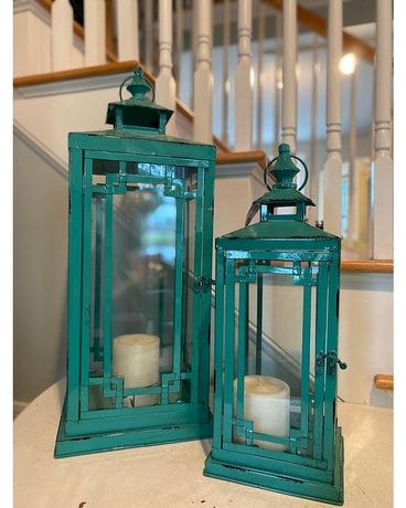 Rustic Aqua Styled Lanterns-Set Of 2 Gifts