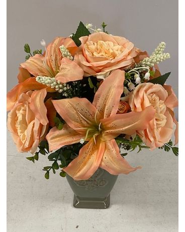 Peachy Silk Arrangment Flower Arrangement