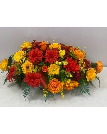 Missing You Cemetery Saddle Flower Arrangement