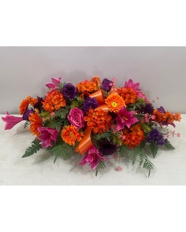 Fond Memory Cemetery Saddle Flower Arrangement