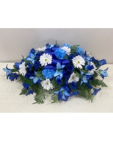 Calm Waters Cemetery Saddle Flower Arrangement