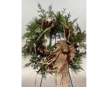 Silk Wreath with Berries Flower Arrangement