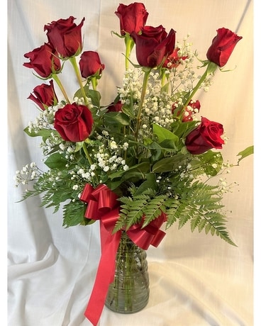 Classic Dozen Red Roses Flower Arrangement