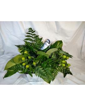 Blue Bird of Spring Flower Arrangement