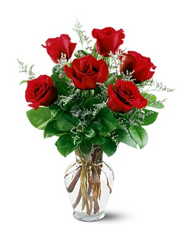 6 Red Roses Flower Arrangement