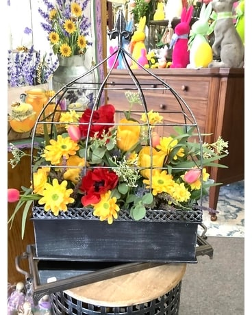 Bird Cage Planter Flower Arrangement