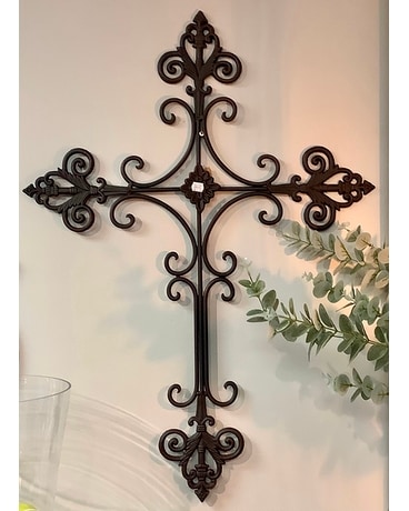 Metal Cross Flower Arrangement