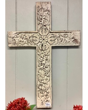 Embossed Ceramic Cross Flower Arrangement