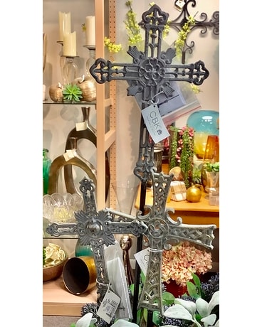 Cross Yard Art Flower Arrangement