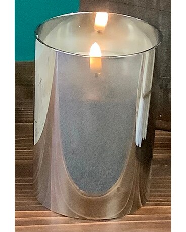 Silver Mirrored LED Flameless Candles Flower Arrangement
