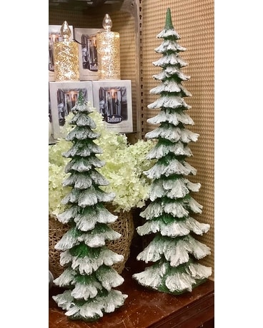 Green Snowcap Glitter Tree Flower Arrangement