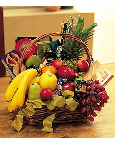 Gourmet Fruit Basket Flower Arrangement