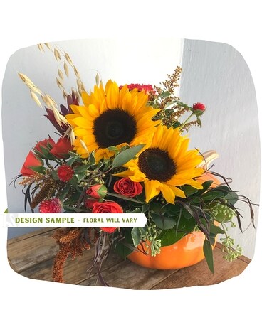 Autumn Pumpkin - Orange Flower Arrangement